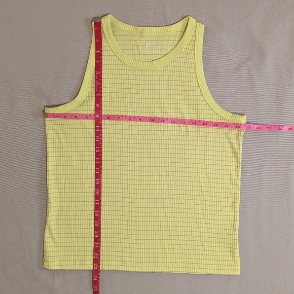 Gap Yellow and Pink Striped Ribbed Racerback Tank | EUC | Sz XL - Picture 3 of 4